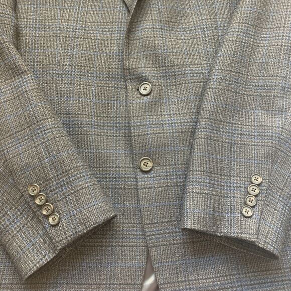 Lauren Ralph Lauren Gray Blue Glen Plaid Sport Coat Blazer 100% Wool 44L - Picture 5 of 11